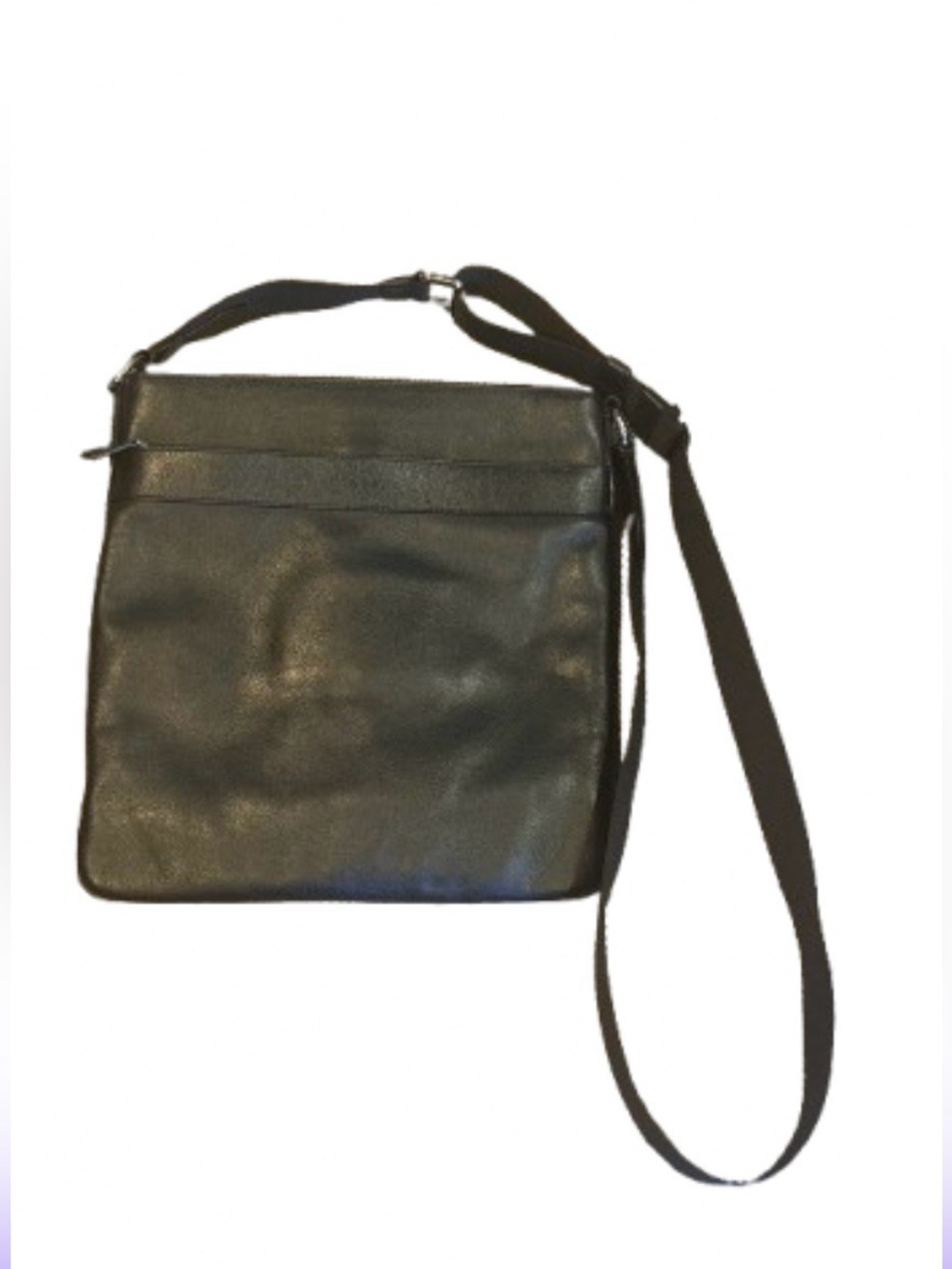 Coach Charles Black Pebbled Leather Crossbody Messenger Flight Bag F54780
